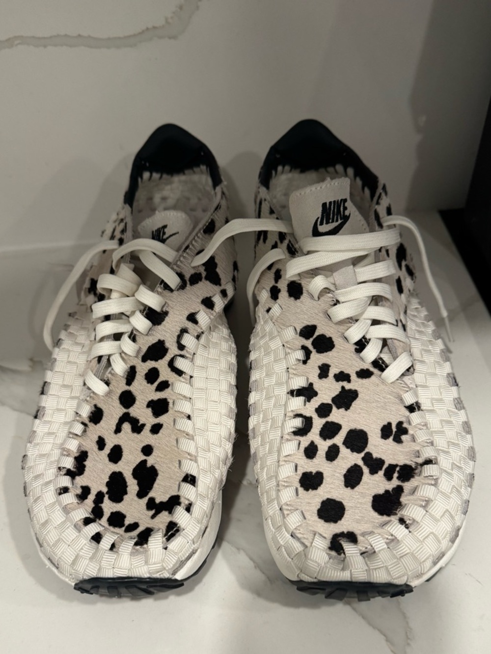 NEW Nike Air Footscape Woven White Cow running sneakers street print fur 42/10